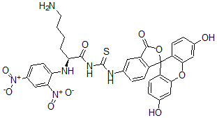 CAS 登录号：134649-45-9， (2S)-6-氨基-N-[(3',6'-二羟基-3-氧代螺[2-苯并呋喃-1,9'-氧杂蒽]-5-基)硫代氨基甲酰]-2-[(2,4-二硝基苯基)氨基]己酰胺