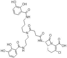CAS 登录号：134782-23-3， (6R,7S)-3-氯-7-[[4-[[4-[(2,3-二羟基苯甲酰基)氨基]丁基][3-[(2,3-二羟基苯甲酰基)氨基]丙基]氨基]-1,4-二氧代丁基]氨基]-8-氧代-1-氮杂双环[4.2.0]辛-2-烯-2-羧酸