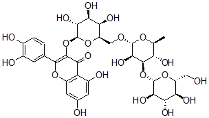 CAS#: 134953-93-8, 3-[(2S,3R,4S,5R,6R)-6-[[(2R,3R,4R,5S,6S)-3,5-Dihydroxy-6-Methyl-4-[(2S,3R,4S,5S,6R)-3,4,5-Trihydroxy-6-(Hydroxymethyl)Oxan-2-Yl]Oxyoxan-2-Yl]Oxymethyl]-3,4,5-Trihydroxyoxan-2-Yl]Oxy-2-(3,4-Dihydroxyphenyl)-5,7-Dihydroxychromen-4-One