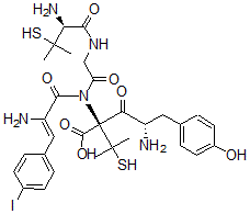 CAS 登录号：135108-10-0， (2S,4S)-4-氨基-2-[[(Z)-2-氨基-3-(4-碘苯基)丙-2-烯酰基]-[2-[[(2S)-2-氨基-3-甲基-3-硫基丁酰基]氨基]乙酰基]氨基]-5-(4-羟基苯基)-3-氧代-2-(2-巯基丙-2-基)戊酸