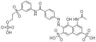 CAS 登录号：13588-33-5， 5-(乙酰氨基)-4-羟基-3-[2-[4-[[[3-[[2-(磺基氧基)乙基]磺酰基]苯基]氨基]羰基]苯基]偶氮]-2,7-萘二磺酸