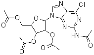 CAS 登录号:137896-02-7, N-乙酰基-6-氯-9-(2,3,5-三-O-乙酰基呋喃戊糖基)-9H-嘌呤-2-胺