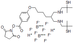 CAS#: 137932-18-4, 1-((4-((6-((2-Mercapto-2-methylpropyl)amino)-5-(((2-mercapto-2-methylpropyl)amino)methyl)hexyl)oxy)benzoyl)oxy)-2,5-Pyrrolidinedione bis(tetrafluoroborate(1-))