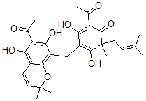 CAS#: 138169-53-6, 2-Acetyl-4-[(6-Acetyl-5,7-Dihydroxy-2,2-Dimethylchromen-8-Yl)Methyl]-3,5-Dihydroxy-6-Methyl-6-(3-Methylbut-2-Enyl)Cyclohexa-2,4-Dien-1-One