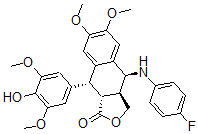 CAS 登录号：138355-97-2， (3aS,4S,9R,9aR)-4-[(4-氟苯基)氨基]-9-(4-羟基-3,5-二甲氧基苯基)-6,7-二甲氧基-3a,4,9,9a-四氢-3H-萘并[3,2-c]呋喃-1-酮