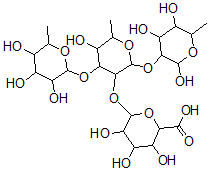CAS 登录号：139723-49-2， 3,4,5-三羟基-6-[5-羟基-6-甲基-2-(2,4,5-三羟基-6-甲基四氢吡喃-3-基)氧基-4-(3,4,5-三羟基-6-甲基四氢吡喃-2-基)氧基四氢吡喃-3-基]氧基四氢吡喃-2-羧酸