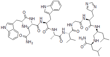 CAS#: 140163-54-8, (S)-1-de(5-oxo-L-proline)-2-de-L-valine-3-D-tryptophan-10-(N2-(2-amino-4-methylpentyl)-L-leucinamide)-11-de-L-methioninamide-Ranatensin