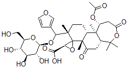 CAS#: 141304-77-0, 1-(Acetyloxy)-1,4-Deepoxy-19-Deoxy-O17-beta-D-Glucopyranosyl-4-Hydroxy-Limonoic Acid epsilon-Lactone
