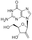 CAS#: 141320-64-1, 2-Amino-9-[(4S,5R)-4-Hydroxy-5-(Hydroxymethyl)-3-Methylideneoxolan-2-Yl]-3H-Purin-6-One