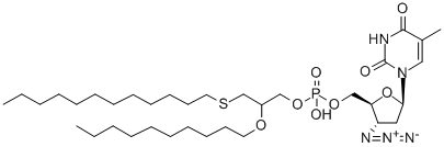 CAS 登录号：141790-23-0， [(2S,3S,5R)-3-叠氮基-5-(5-甲基-2,4-二氧代嘧啶-1-基)四氢呋喃-2-基]甲基(2-癸氧基-3-十二烷基硫基丙基)磷酸氢酯