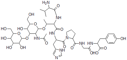 CAS 登录号：142035-49-2， N-(N-(N-(N-(O-(2-(乙酰氨基)-2-脱氧-3-O-beta-D-吡喃半乳糖基-beta-D-吡喃半乳糖基)-N-L-缬氨酰-L-苏氨酰)-L-组氨酰)-L-脯氨酰)甘氨酰)-L-酪氨酸