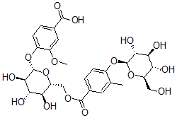 CAS 登录号：142569-83-3， 3-甲氧基-4-[(2S,3R,4S,5S,6R)-3,4,5-三羟基-6-[[3-甲基-4-[(2S,3R,4S,5S,6R)-3,4,5-三羟基-6-(羟基甲基)四氢吡喃-2-基]氧基苯甲酰基]氧基甲基]四氢吡喃-2-基]氧基苯甲酸