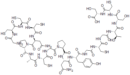 CAS 登录号：143294-31-9， 甘氨酰-L-半胱氨酰-L-半胱氨酰-L-半胱氨酰-L-天冬氨酰胺酰-L-脯氨酰-L-丙氨酰-L-半胱氨酰甘氨酰-L-脯氨酰-L-天冬氨酰胺酰-L-酪氨酰甘氨酰-L-半胱氨酰甘氨酰-L-苏氨酰-L-丝氨酰-L-半胱氨酰-L-丝氨酸