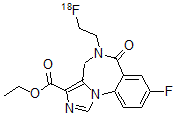 CAS 登录号:143693-57-6, 8-氟-5-((2-氟-18F)乙基)-5,6-二氢-6-氧代-4H-咪唑并(1,5-a)(1,4)苯并二氮杂卓-3-羧酸乙酯