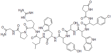 CAS 登录号：143873-63-6， 2-(4-氯-D-苯丙氨酸)-3-D-色氨酸-6-D-色氨酸-促黄体激素-释放因子(猪)