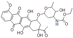 CAS#: 144285-59-6, Ethyl N-[6-[(3-Acetyl-3,5,12-Trihydroxy-10-Methoxy-6,11-Dioxo-2,4-Dihydro-1H-Tetracen-1-Yl)Oxy]-3-Hydroxy-2-Methyloxan-4-Yl]Carbamate