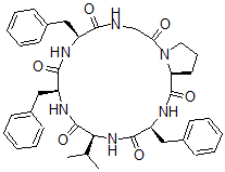 CAS#: 144838-26-6, (6S,9S,12S,15S,18S)-6,9,15-Tris(Phenylmethyl)-12-Propan-2-Yl-1,4,7,10,13,16-Hexazabicyclo[16.3.0]Henicosane-2,5,8,11,14,17-Hexone