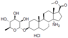 CAS 登录号：144979-06-6， (3S,8R,9S,10S,13R,14S,17S)-14-氨基-10,13-二甲基-3-[(2R,3R,4R,5R,6S)-3,4,5-三羟基-6-甲基四氢吡喃-2-基]氧基-1,2,3,4,5,6,7,8,9,11,12,15,16,17-十四氢环戊烯并[a]菲-17-羧酸甲酯盐酸盐