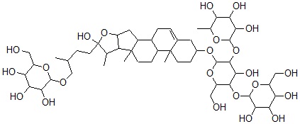 CAS#: 145854-02-0, (3beta,25R)-26-(beta-D-Glucopyranosyloxy)-22-Hydroxyfurost-5-En-3-Yl O-6-Deoxy-alpha-L-Mannopyranosyl-(1-2)-O-beta-D-Glucopyranosyl-(1-4)-beta-D-Glucopyranoside