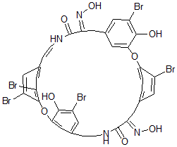 CAS 登录号：146345-73-5， (E,E,?)-5,16,21,32,33-五溴-4,20-二羟基-2,18-二氧杂-10,27-二氮杂五环(28.2.2.214,17.13,7.119,23)三十八碳-3,5,7(38),14,16,19,21,23(35),28,30,32,33,36-十三烯-11,12,25,26-四酮12,15-二(O-甲基肟)