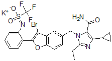 CAS#: 146613-90-3, Potassium [2-[3-Bromo-5-[(5-Carbamoyl-4-Cyclopropyl-2-Ethylimidazol-1-Yl)Methyl]-1-Benzofuran-2-Yl]Phenyl]-(Trifluoromethylsulfonyl)Azanide