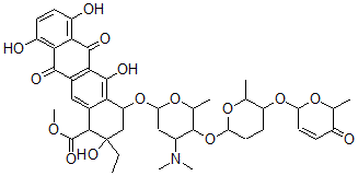 CAS#: 147657-35-0, Methyl 4-[4-Dimethylamino-6-Methyl-5-[6-Methyl-5-[(6-Methyl-5-Oxo-2H-Pyran-2-Yl)Oxy]Oxan-2-Yl]Oxyoxan-2-Yl]Oxy-2-Ethyl-2,5,7,10-Tetrahydroxy-6,11-Dioxo-3,4-Dihydro-1H-Tetracene-1-Carboxylate