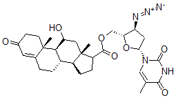 CAS 登录号：148335-28-8， [(2S,3S,5R)-3-叠氮基-5-(5-甲基-2,4-二氧代嘧啶-1-基)四氢呋喃-2-基]甲基(8S,9S,10R,13S,14S)-11-羟基-10,13-二甲基-3-氧代-1,2,6,7,8,9,11,12,14,15,16,17-十二氢环戊烯并[a]菲-17-羧酸酯