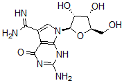 CAS 登录号：148608-52-0， 2-氨基-7-[(2R,3R,4S,5R)-3,4-二羟基-5-(羟基甲基)四氢呋喃-2-基]-4-氧代-1H-吡咯并[4,5-e]嘧啶-5-甲脒