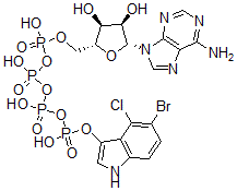 CAS 登录号：148778-60-3， [(2R,3S,4R,5R)-5-(6-氨基嘌呤-9-基)-3,4-二羟基四氢呋喃-2-基]甲基[[[(5-溴-4-氯-1H-吲哚-3-基)氧基-羟基磷酰]氧基-羟基磷酰]氧基-羟基磷酰]磷酸氢酯