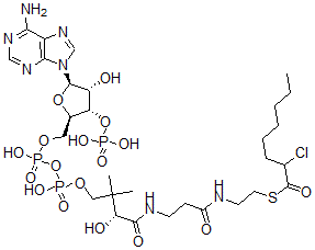 CAS 登录号：149542-21-2， S-[2-[3-[[(2R)-4-[[[(2R,3S,4R,5R)-5-(6-氨基嘌呤-9-基)-4-羟基-3-膦酰氧基四氢呋喃-2-基]甲氧基-羟基磷酰]氧基-羟基磷酰]氧基-2-羟基-3,3-二甲基丁酰基]氨基]丙酰氨基]乙基]2-氯硫代辛酸酯