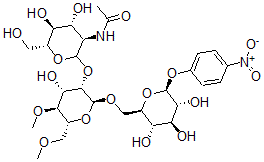 CAS 登录号：150161-10-7， N-[(3R,4R,5S,6R)-4,5-二羟基-2-[(2S,3S,4S,5S,6R)-4-羟基-5-甲氧基-6-(甲氧基甲基)-2-[[(2R,3S,4S,5R,6S)-3,4,5-三羟基-6-(4-硝基苯氧基)四氢吡喃-2-基]甲氧基]四氢吡喃-3-基]氧基-6-(羟基甲基)四氢吡喃-3-基]乙酰胺
