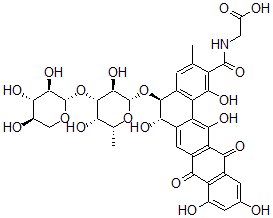 CAS#: 150693-43-9, (5S-trans)-N-[[5-[(6-Deoxy-3-O-b-D-xylopyranosyl-b-D-galactopyranosyl)oxy]-5,6,8,13-tetrahydro-1,6,9,11,14-pentahydroxy-3-methyl-8,13-dioxobenzo[a]naphthacen-2-yl]carbonyl]-Glycine