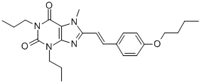 CAS 登录号：151539-45-6， 8-[(E)-2-(4-丁氧基苯基)乙烯基]-7-甲基-1,3-二丙基嘌呤-2,6-二酮