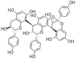 CAS#: 152378-18-2, (2R-(2alpha,3alpha,4beta(2R*,3S*),8beta,14beta,15R*))-4-(3,4-Dihydro-3,5,7-Trihydroxy-2-(4-Hydroxyphenyl)-2H-1-Benzopyran-8-Yl)-3,4-Dihydro-2,8-Bis(4-Hydroxyphenyl)-8,14-Methano-2H,14H-1-Benzopyrano(7,8-D)(1,3)Benzodioxocin-3,5,11,13,15-Pentol