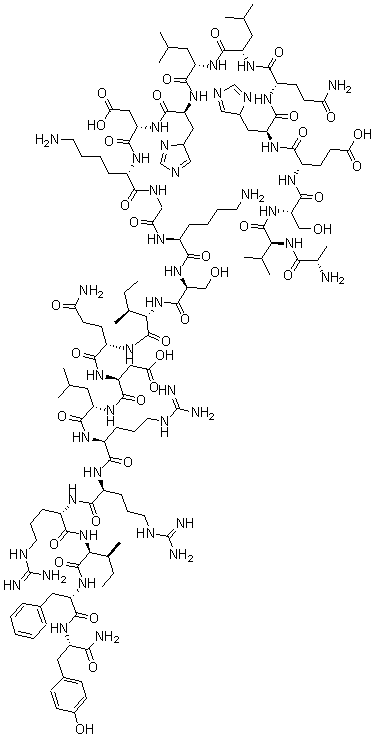 CAS 登录号：152617-91-9， L-丙氨酰-L-缬氨酰-L-丝氨酰-L-alpha-谷氨酰-L-组氨酰-L-谷氨酰胺酰-L-亮氨酰-L-亮氨酰-L-组氨酰-L-alpha-天冬氨酰-L-赖氨酰甘氨酰-L-赖氨酰-L-丝氨酰-L-异亮氨酰-L-谷氨酰胺酰-L-alpha-天冬氨酰-L-亮氨酰-L-精氨酰-L-精氨酰-L-精氨酰-L-异亮氨酰-L-苯丙氨酰-L-L-酪氨酰胺