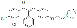 CAS 登录号：15272-67-0， 3,4-二氯-alpha-苯基-4'-[2-(1-吡咯烷基)乙氧基]查耳酮
