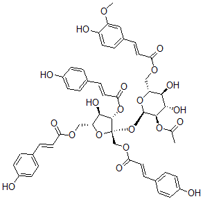 CAS#: 155179-22-9, [(2R,3S,4R,5R)-2-[(2R,3R,4S,5S,6R)-3-Acetyloxy-4,5-Dihydroxy-6-[[(E)-3-(4-Hydroxy-3-Methoxyphenyl)Prop-2-Enoyl]Oxymethyl]Oxan-2-Yl]Oxy-4-Hydroxy-2,5-Bis[[(E)-3-(4-Hydroxyphenyl)Prop-2-Enoyl]Oxymethyl]Oxolan-3-Yl] (E)-3-(4-Hydroxyphenyl)Prop-2-Enoate