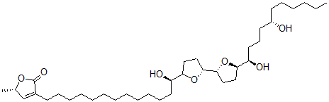 CAS 登录号：156199-51-8， (5S)-3-[(13R)-13-[(5R)-5-[(2R,5R)-5-[(1R,5S)-1,5-二羟基十一烷基]四氢呋喃-2-基]四氢呋喃-2-基]-13-羟基十三烷基]-5-甲基-5H-呋喃-2-酮
