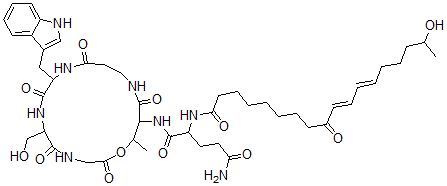 CAS#: 156223-07-3, N-[6-(Hydroxymethyl)-9-(1H-Indol-3-Ylmethyl)-17-Methyl-2,5,8,11,15-Pentaoxo-1-Oxa-4,7,10,14-Tetrazacycloheptadec-16-Yl]-2-[[(10E,12E)-17-Hydroxy-9-Oxooctadeca-10,12-Dienoyl]Amino]Pentanediamide
