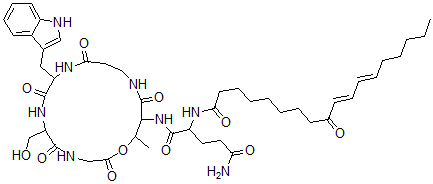 CAS#: 156223-08-4, N-[6-(Hydroxymethyl)-9-(1H-Indol-3-Ylmethyl)-17-Methyl-2,5,8,11,15-Pentaoxo-1-Oxa-4,7,10,14-Tetrazacycloheptadec-16-Yl]-2-[[(10E,12E)-9-Oxooctadeca-10,12-Dienoyl]Amino]Pentanediamide