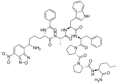 CAS#: 157610-41-8, (2S)-N-[(2S)-1-Amino-1-Oxohexan-2-Yl]-1-[(2R)-1-[(2S)-2-[[(2R)-2-[[(2S)-2-[[(2S)-2-(Benzoylamino)-6-[(4-Nitro-2,1,3-Benzoxadiazol-7-Yl)Amino]Hexanoyl]Amino]Propanoyl]Amino]-3-(1H-Indol-3-Yl)Propanoyl]Amino]-3-Phenylpropanoyl]Pyrrolidine-2-Carbonyl]Pyrrolidine-2-Carboxamide