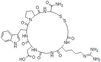 CAS#: 157630-07-4, 2-[20-Carbamoyl-12-[4-(Diaminomethylideneamino)Butyl]-3-(1H-Indol-3-Ylmethyl)-2,5,8,11,14,22-Hexaoxo-17,18-Dithia-1,4,7,10,13,21-Hexazabicyclo[21.3.0]Hexacosan-6-Yl]Acetic Acid