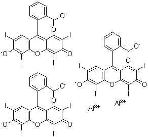 CAS 登录号:15790-05-3, 2-(2,4,5,7-四碘-6-氧代-3-氧代-3H-氧杂蒽-9-基)苯甲酸铝盐