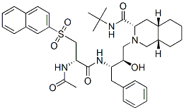 CAS 登录号：159878-24-7， (3S,4aS,8aS)-2-[(2R,3S)-3-[[(2S)-2-乙酰氨基-3-萘-2-基磺酰基丙烷酰基]氨基]-2-羟基-4-苯基丁基]-N-叔丁基-3,4,4a,5,6,7,8,8a-八氢-1H-异喹啉-3-甲酰胺