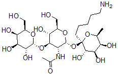 CAS#: 160243-25-4, N-[(2R,3R,4R,5S,6R)-2-[(2S,3S,4R,5S,6S)-2-(5-Aminopentyl)-3,4,5-Trihydroxy-6-Methyloxan-2-Yl]Oxy-5-Hydroxy-6-(Hydroxymethyl)-4-[(2S,3R,4S,5R,6R)-3,4,5-Trihydroxy-6-(Hydroxymethyl)Oxan-2-Yl]Oxyoxan-3-Yl]Acetamide