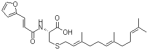 CAS 登录号：165245-19-2， N-[3-(2-呋喃基)-1-氧代-2-丙烯基]-S-(3,7,11-三甲基-2,6,10-十二碳三烯基)-L-半胱氨酸