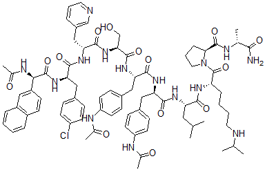 CAS#: 170157-13-8, N-Acetyl-3-(2-naphthalenyl)-D-alanyl-4-chloro-D-phenylalanyl-3-(3-pyridinyl)-D-alanyl-L-seryl-4-(acetylamino)-L-phenylalanyl-4-(acetylamino)-D-phenylalanyl-L-leucyl-N6-(1-methylethyl)-L-lysyl-L-prolyl-D-Alaninamide