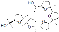 CAS 登录号：172670-58-5， 2-[(2R,5S)-5-[(5S)-5-[(2R,5R)-5-[(2S,5R)-5-[(2S,5R)-5-(1-羟基乙基)-2-甲基四氢呋喃-2-基]-2-甲基四氢呋喃-2-基]四氢呋喃-2-基]-2,5-二甲基四氢呋喃-2-基]-5-甲基四氢呋喃-2-基]丙-2-醇