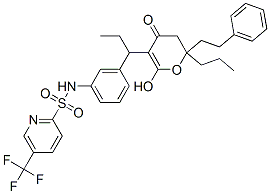 CAS 登录号：174484-81-2， N-[3-[1-[2-羟基-4-氧代-6-(2-苯基乙基)-6-丙基-5H-吡喃-3-基]丙基]苯基]-5-(三氟甲基)吡啶-2-磺酰胺