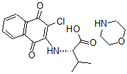 CAS 登录号:180179-66-2, N-(3-氯-1,4-二氢-1,4-二氧代-2-萘基)-L-缬氨酸与吗啉的化合物(1:1)